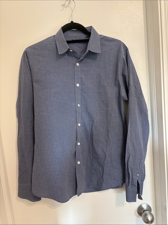Theory Other - Theory Men's Blue Micro-Check Dress Shirt